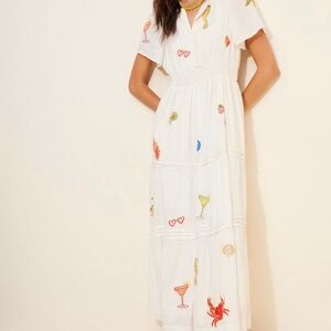Anthropogie Somerset Embroidered Maxi